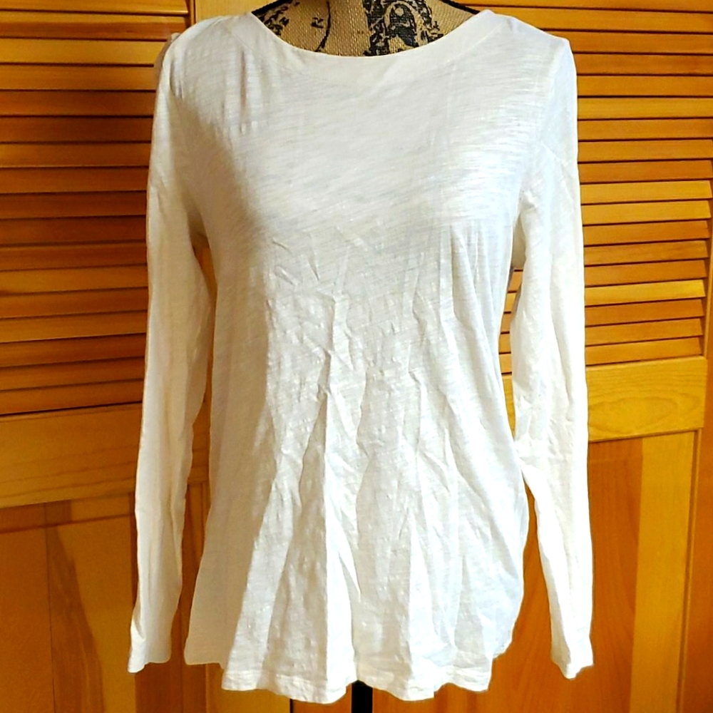 Cream long sleeved tee shirt